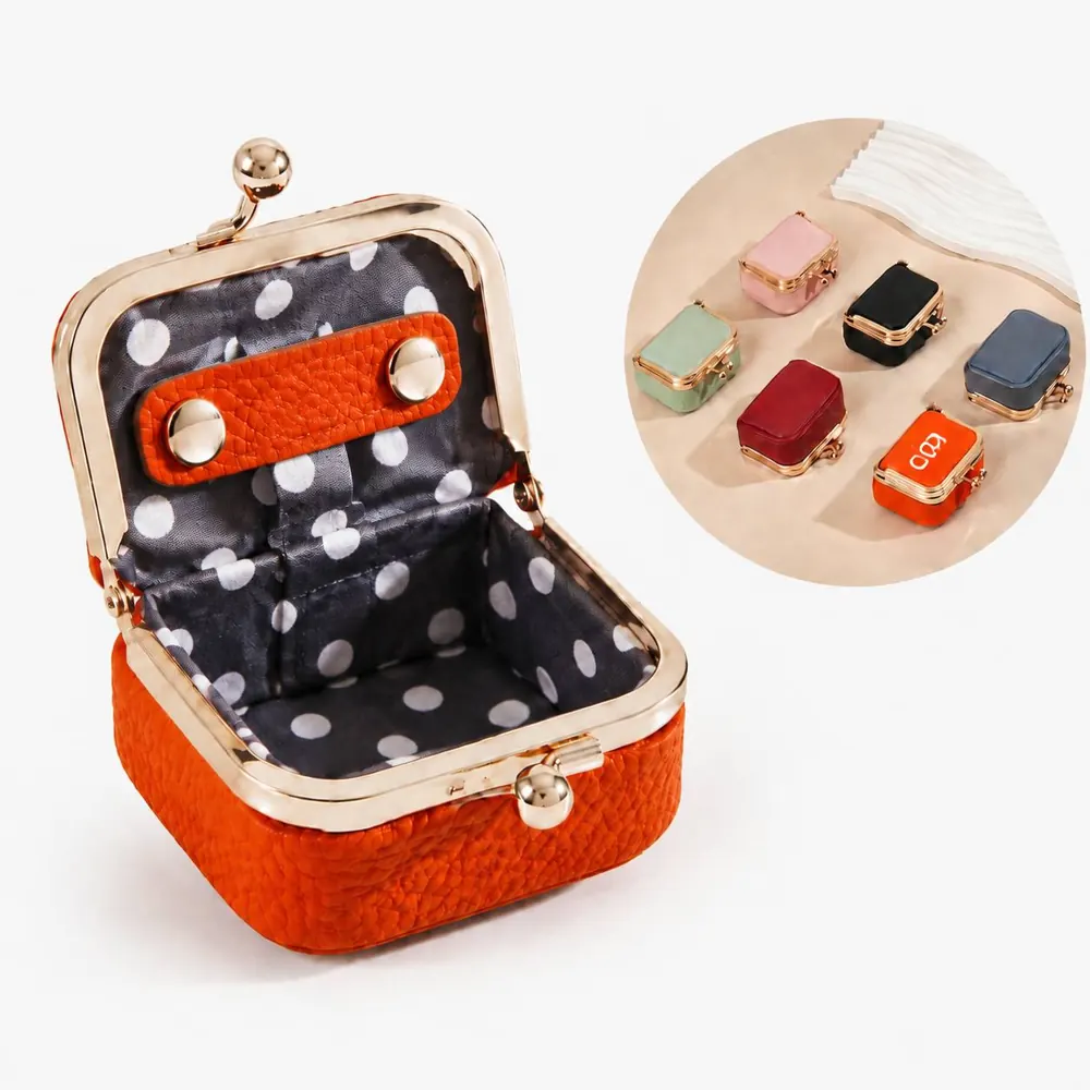 Genuine Leather Mini Jewelry Box with Secure Clasp