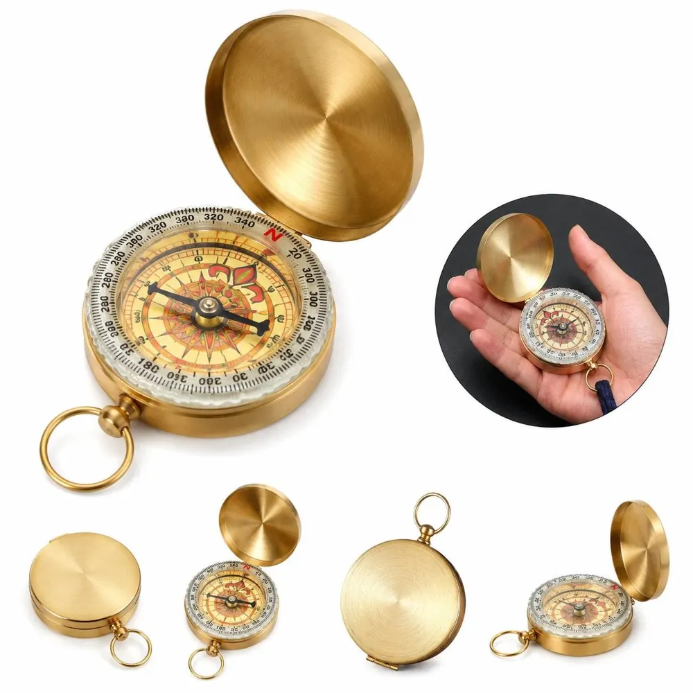 Glow-in-the-Dark Waterproof Brass Compass with Clamshell 2
