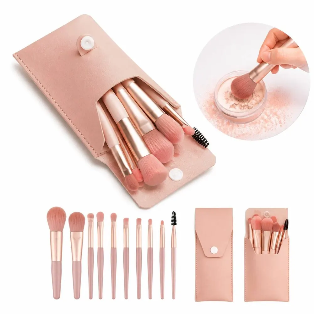 8-Piece Travel Makeup Brush Set with Soft Synthetic Bristles 2