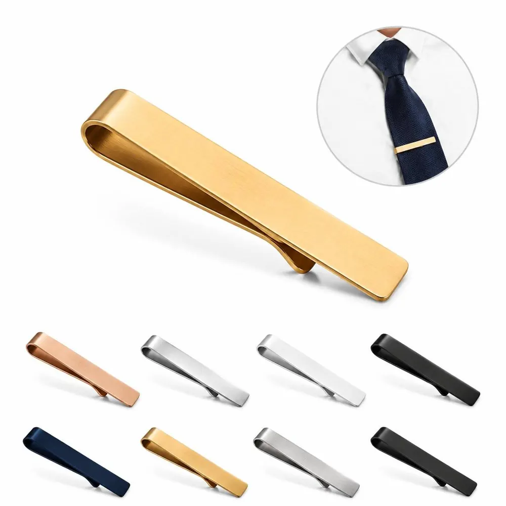 Men's Stainless Steel Tie Clip, Spring-Loaded Dress 2