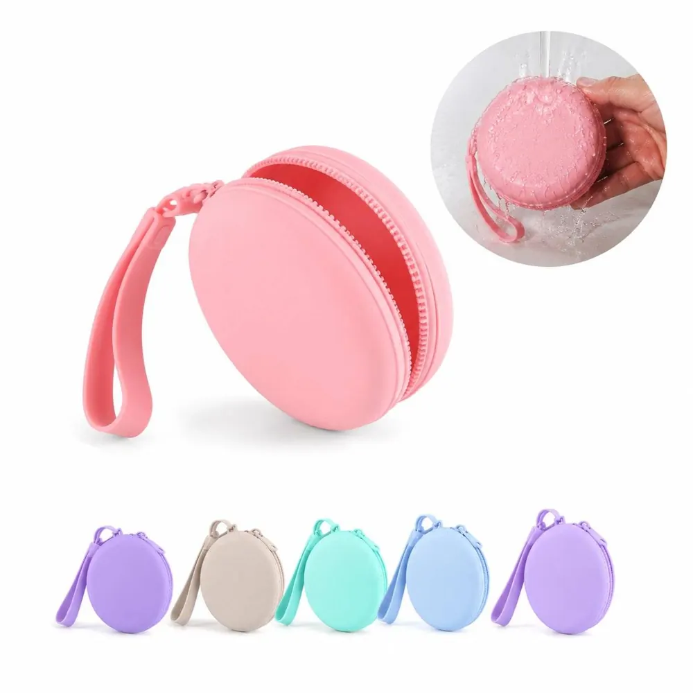 Matte Silicone Zipper Coin Purse, Waterproof Round Storage 2