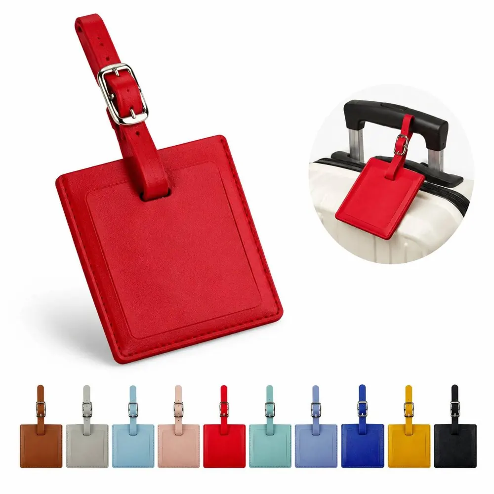 Faux Leather Luggage Tag with Clear ID Window 2