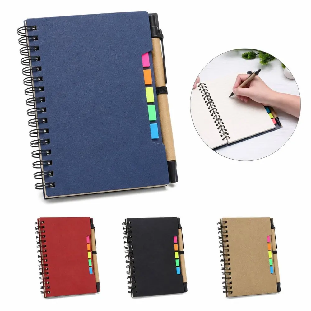 Kraft Spiral Notebook with Pen, Sticky Notes Set 2