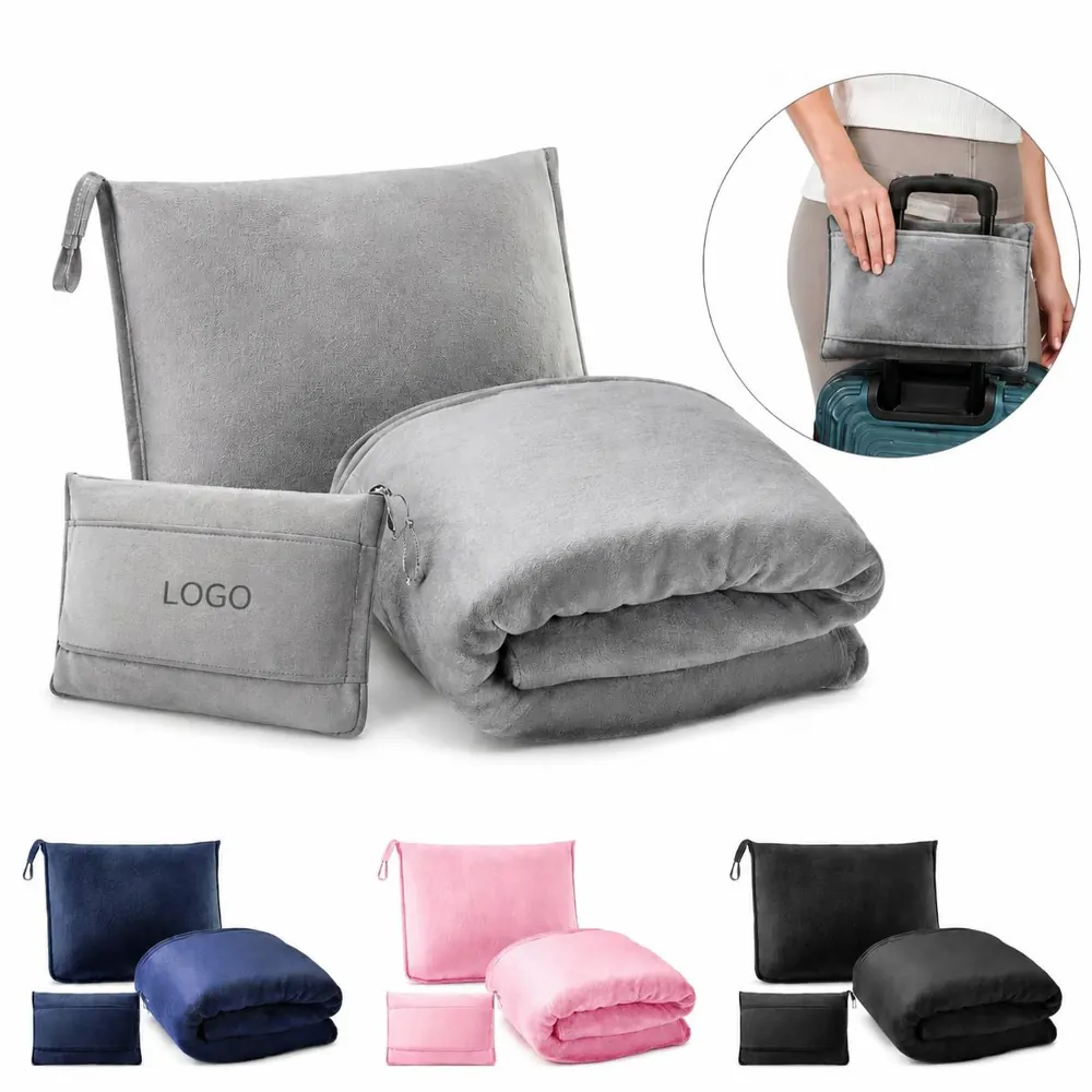 Microplush 2-in-1 Travel Pillow Blanket with Carry Pouch