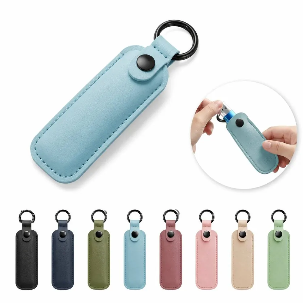 PU Leather USB Case with Keychain, Dustproof Storage Holder 2