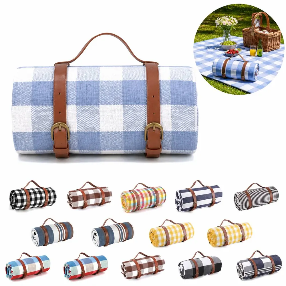 Waterproof Leather Strap Picnic Mat for Outdoor Travel 2