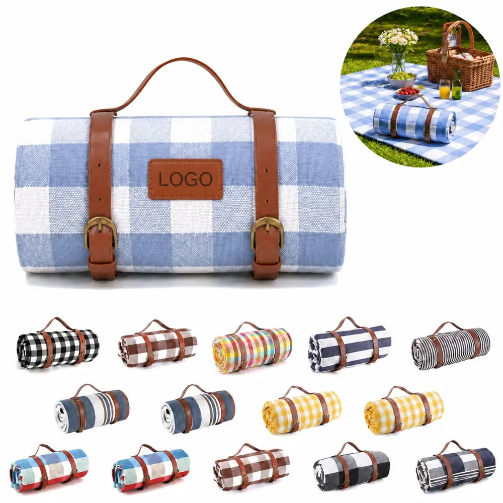 Waterproof Leather Strap Picnic Mat for Outdoor Travel