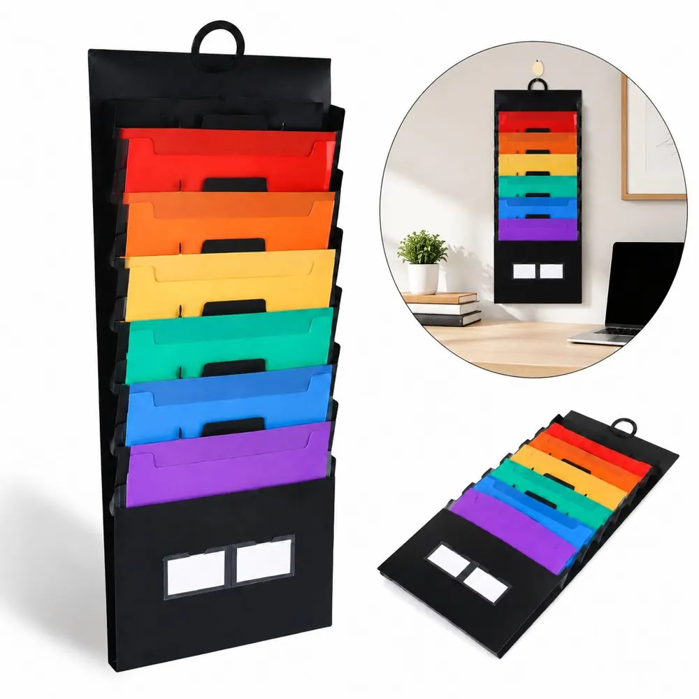 Foldable Hanging PP File Organizer with Labeled Compartments 2