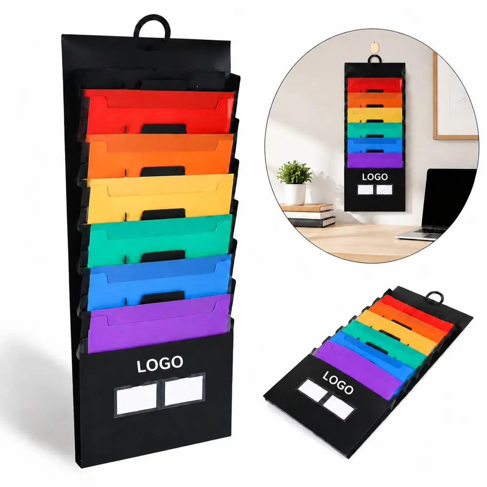 Foldable Hanging PP File Organizer with Labeled Compartments