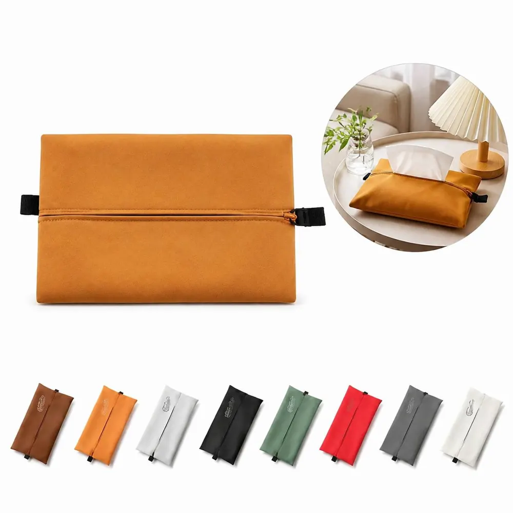 PU Leather Tissue Holder with Hanging Strap for Car 2