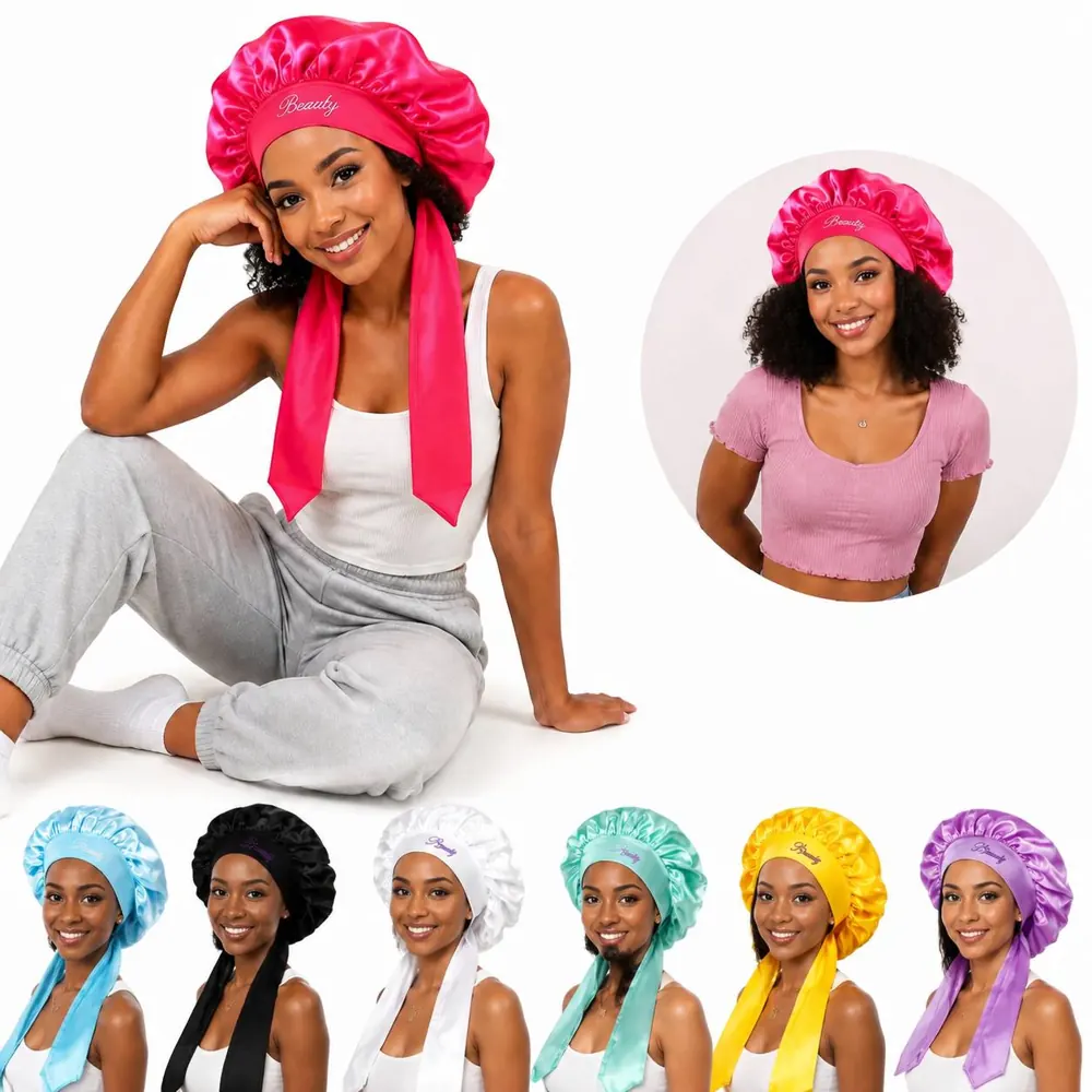 Kids Satin Sleep Bonnet for Hair Protection, Adjustable 2
