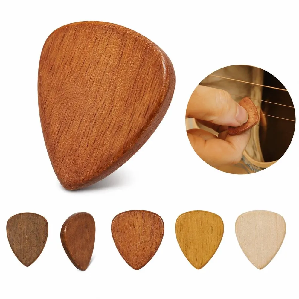 Natural Wood Guitar Picks Set, Medium Grip, Eco-Friendly 2