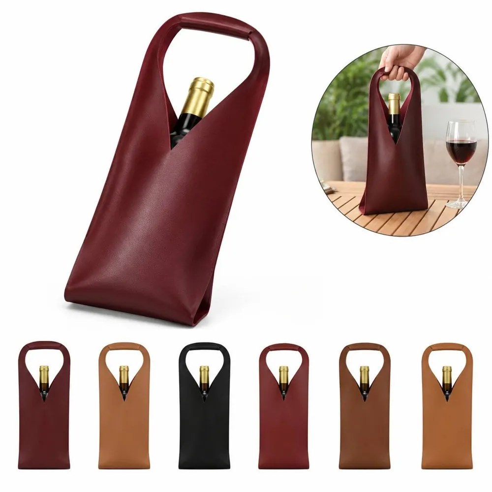 PU Leather Wine Tote Bag with Padded Interior for 2 Bottles 2