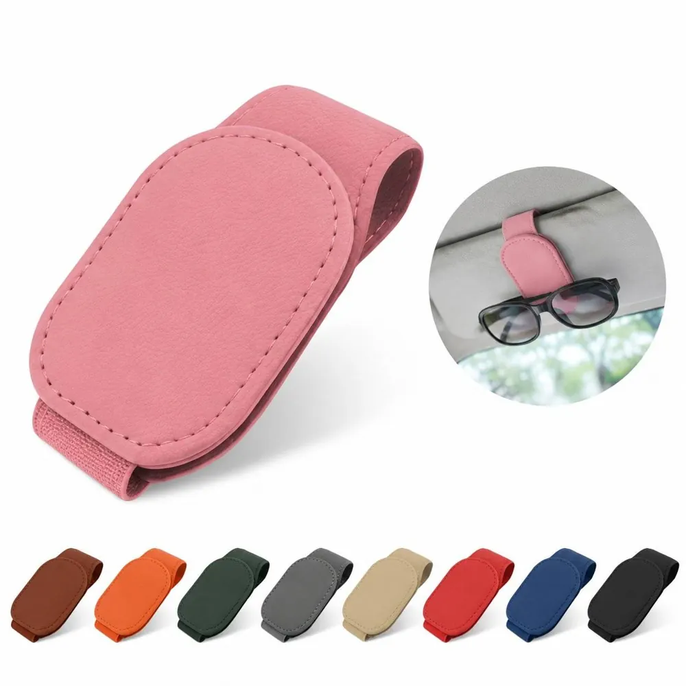 Magnetic Leather Sunglasses Holder for Car Visor 2