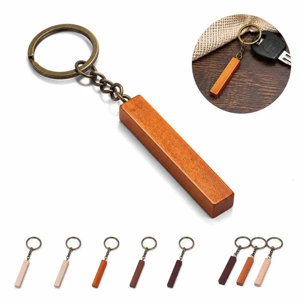 Personalized Blank Wooden Keychain for Engraving, Natural 2