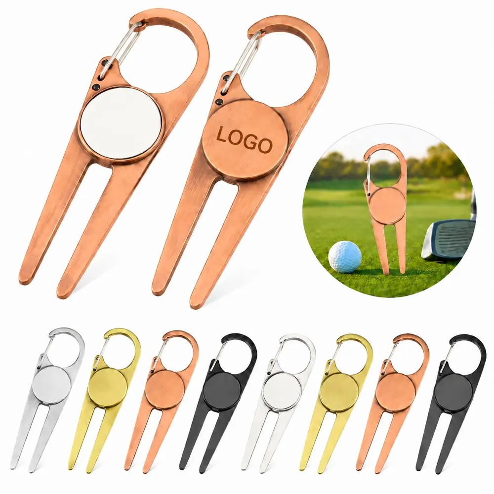 Zinc Divot Repair Tool for Golf Greens, Durable 2-Prong