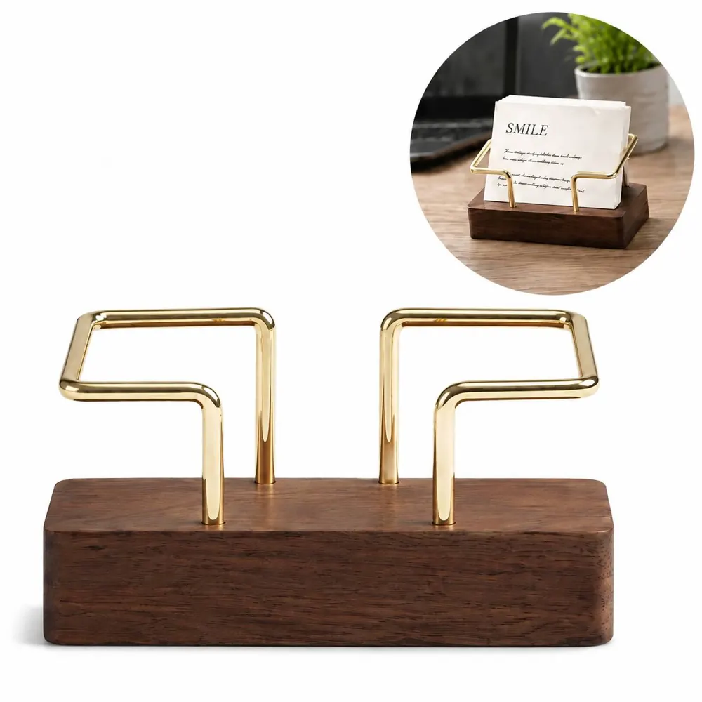 Natural Wooden Business Card Holder with Custom Engraving 2