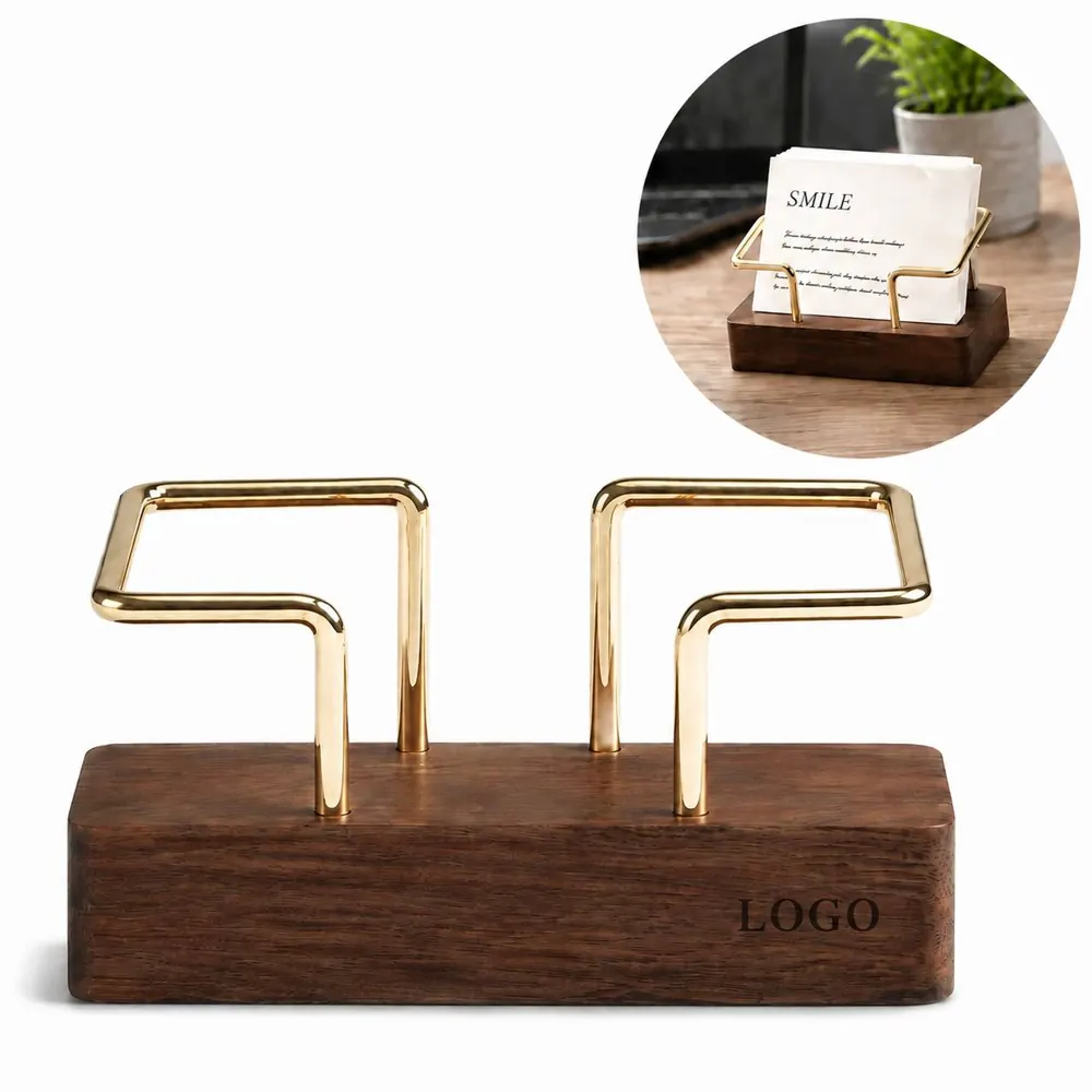 Natural Wooden Business Card Holder with Custom Engraving