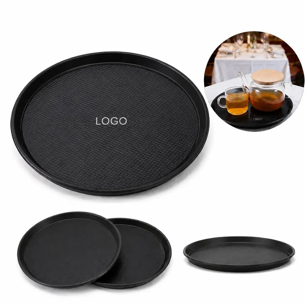 Non-Slip Round Serving Tray for Safe Food and Drink