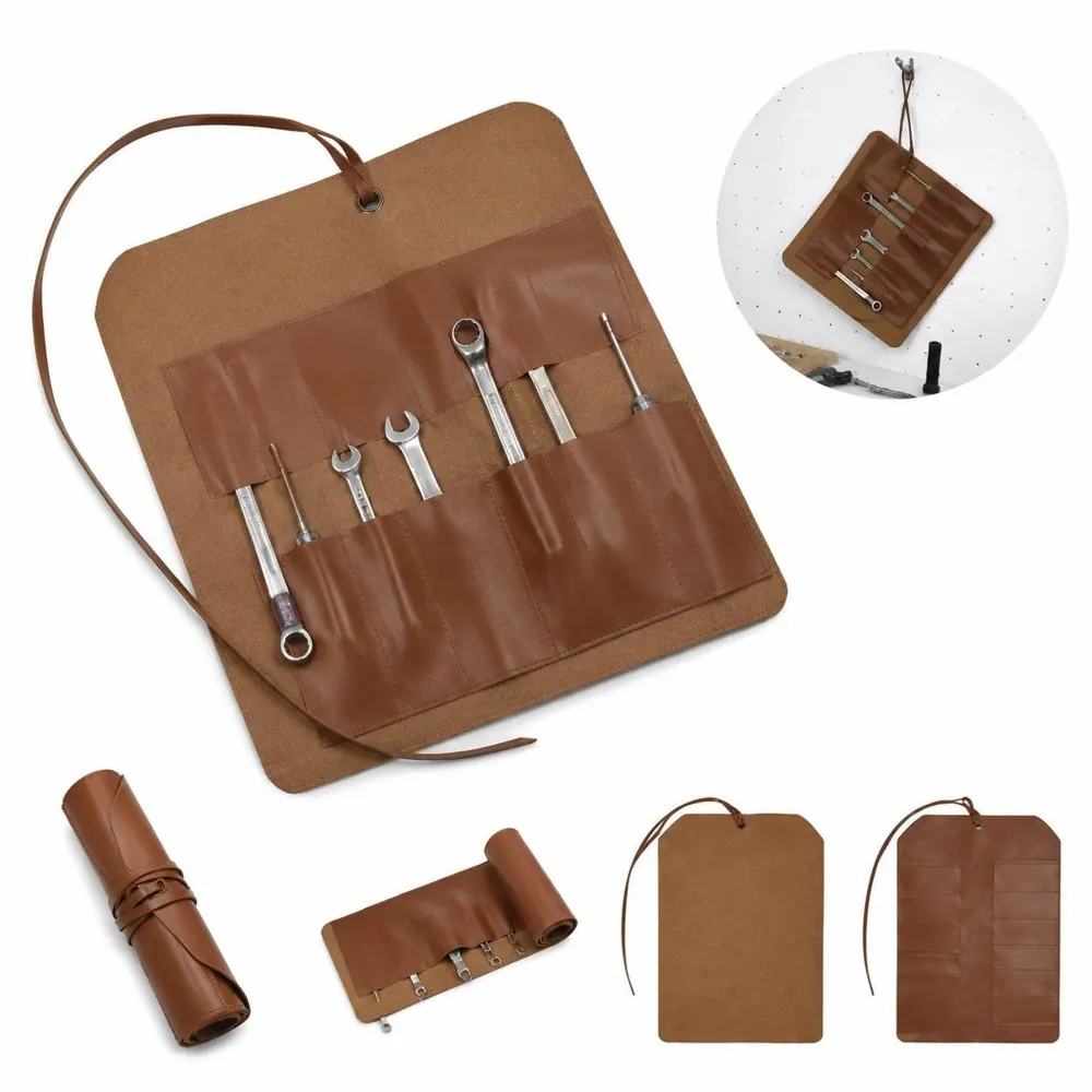 Multi-Pocket Leather Tool Bag with Reinforced Base 2
