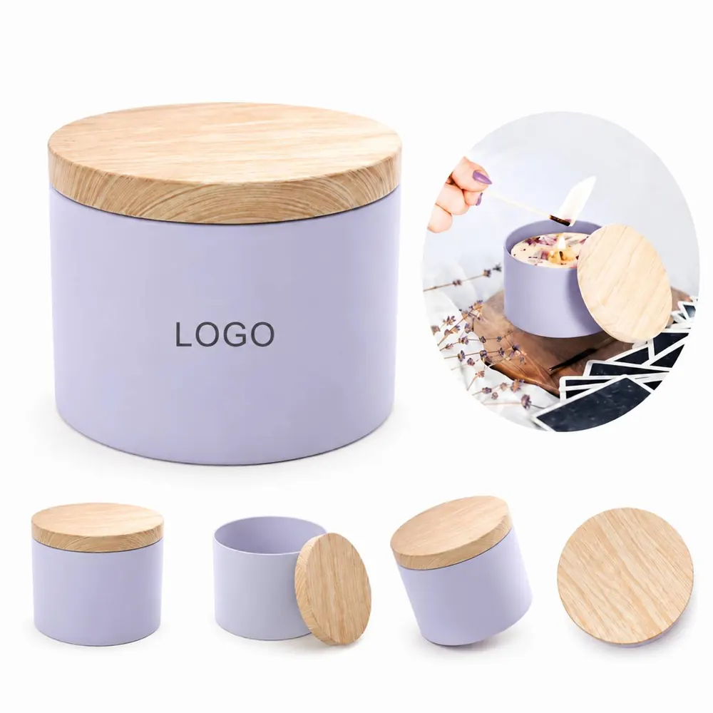 4oz Tin Candle Jar with Wood Lid, Rustic Scented Candle