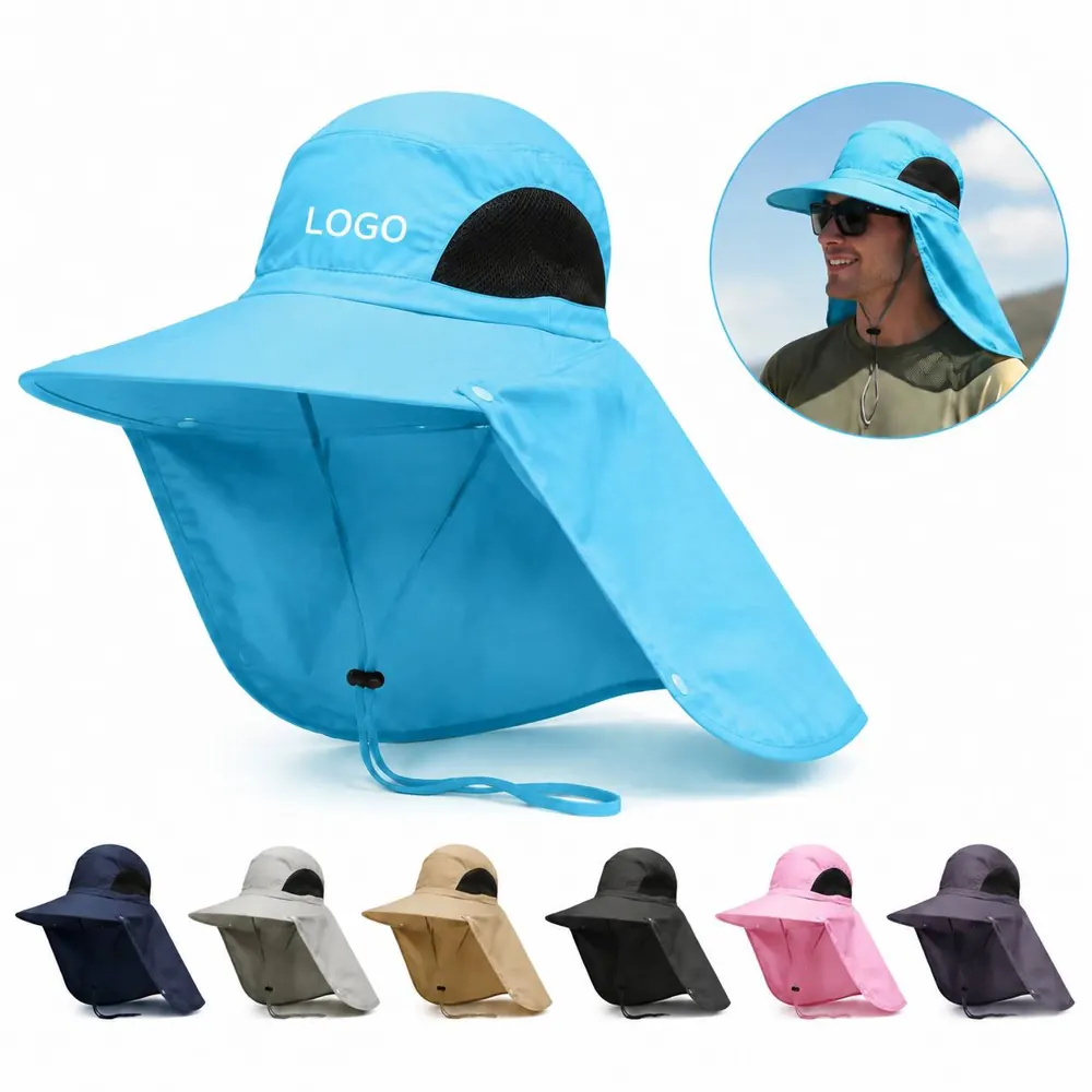 UPF 50+ Sun Hat with Neck Flap for Men Women Outdoor