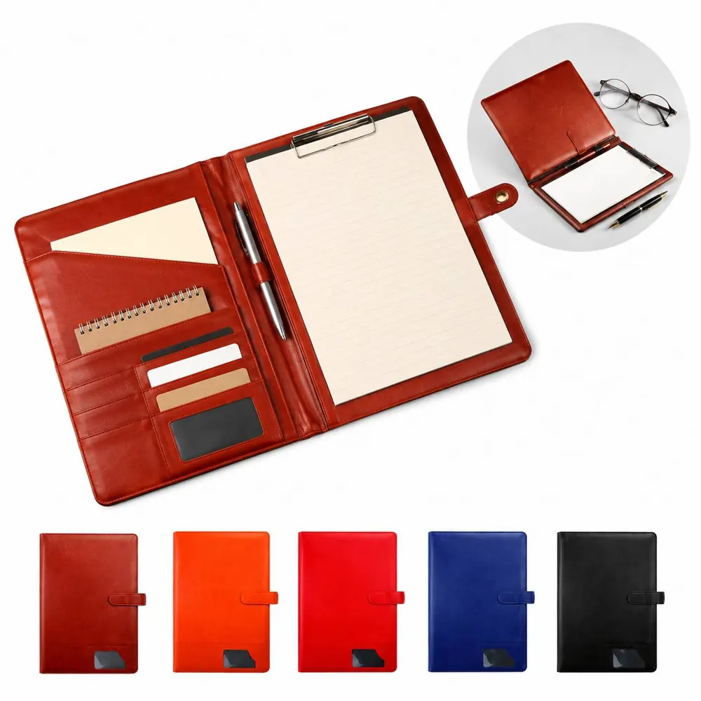 Magnetic PU Leather Padfolio with A4 Notepad & Business 2