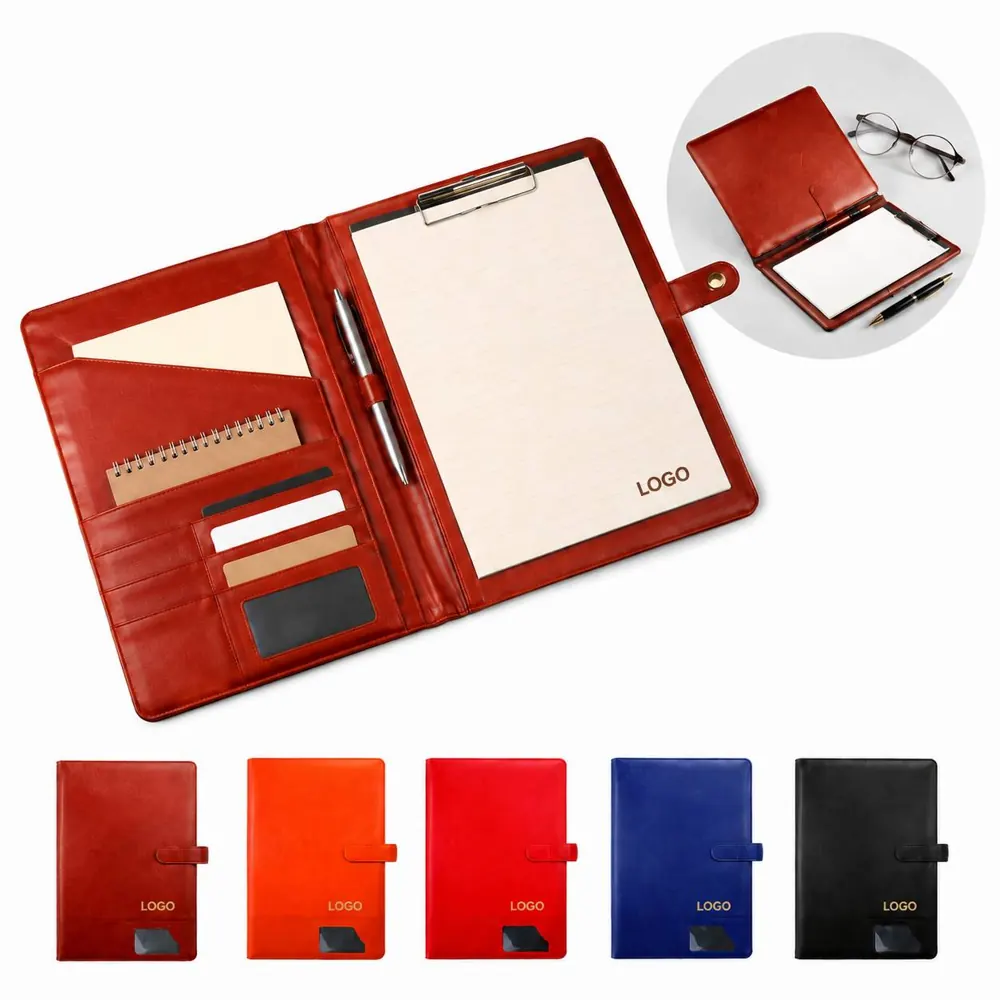 Magnetic PU Leather Padfolio with A4 Notepad & Business