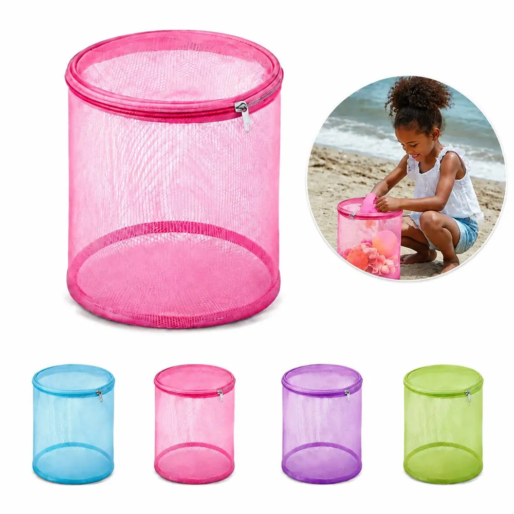 Mesh Sand Drain Tote Bag for Beach Toys, Collapsible 2