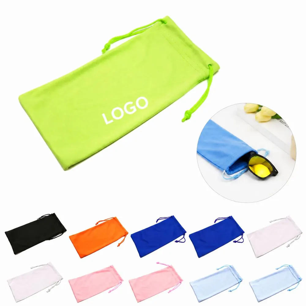 Soft Microfiber Drawstring Eyeglass Pouch for Scratch
