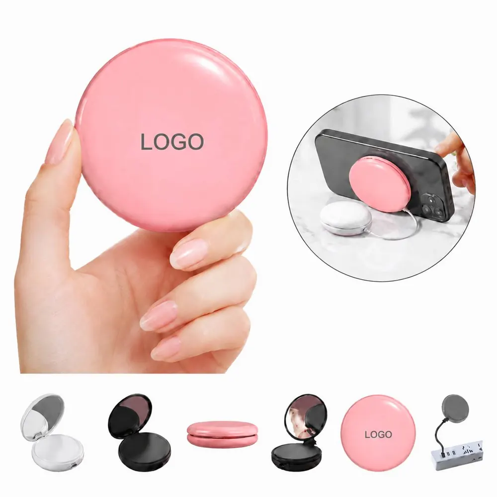 Mini Mirror Power Bank with LED Light for Makeup