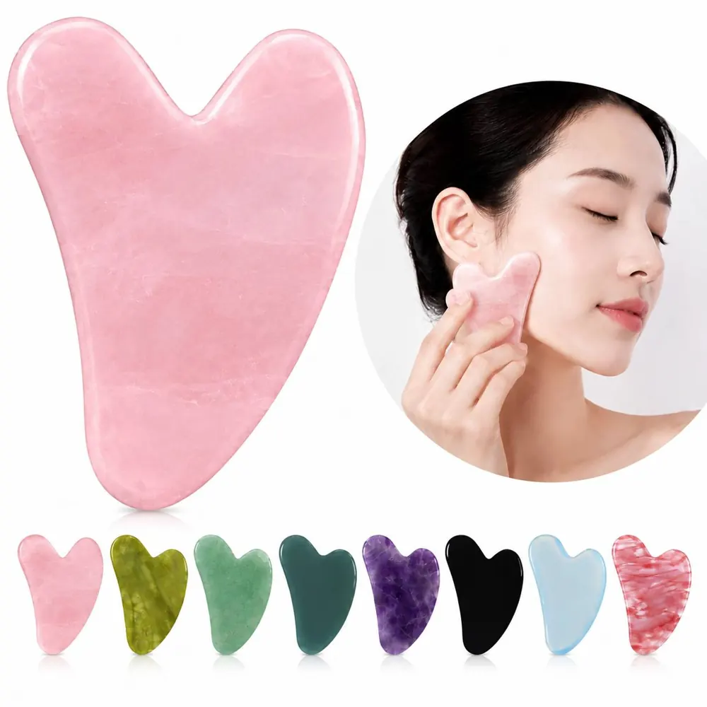 Natural Jade Gua Sha Massager for Facial Lymphatic Drainage 2
