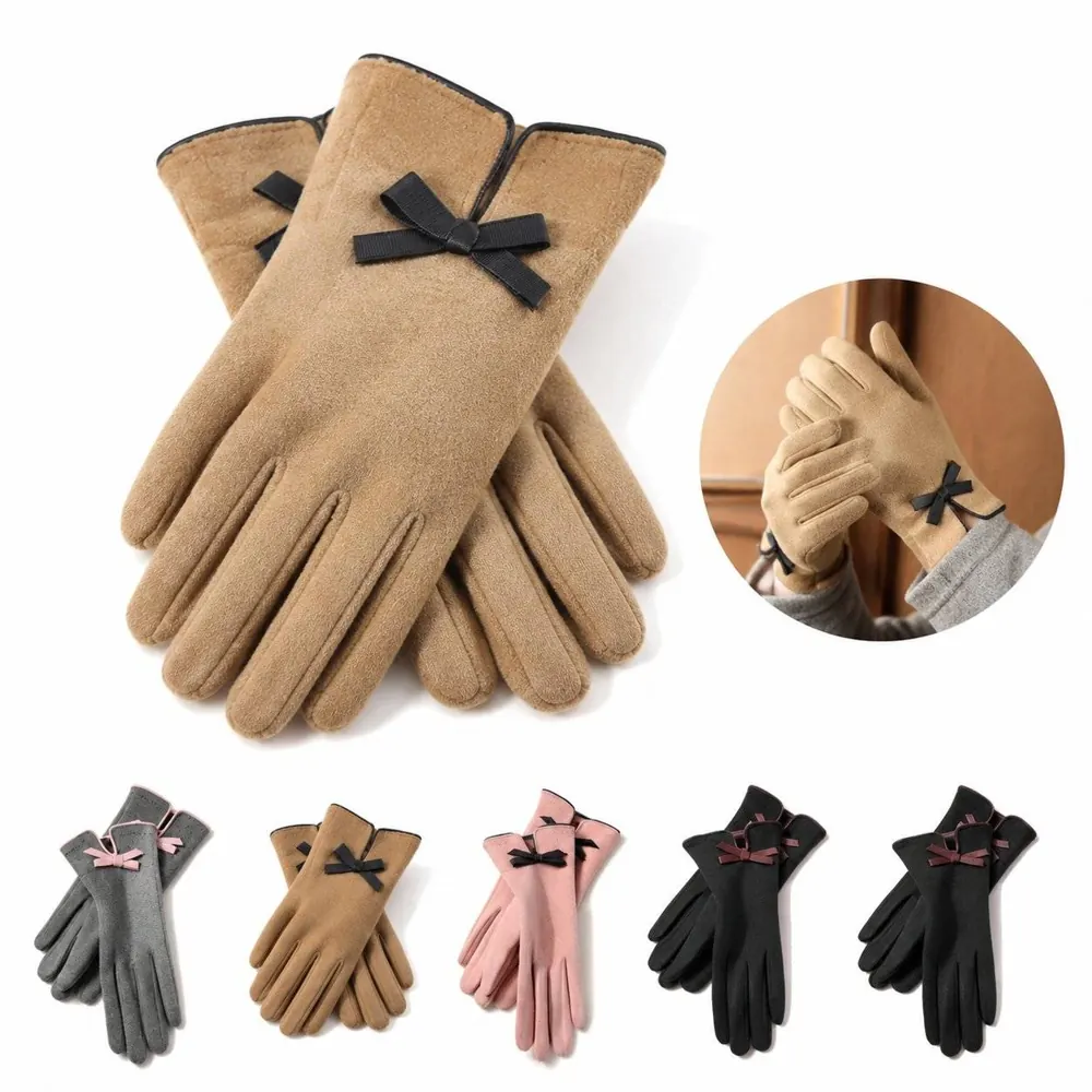 Velvet Bowknot Gloves - Warm Insulated Winter Gloves 2