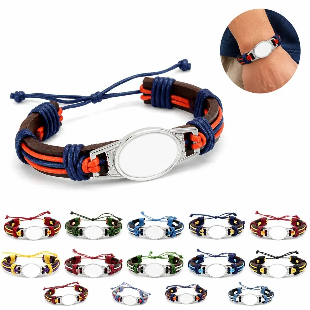 Handmade Adjustable Sliding PU Leather Bracelet for Men 2