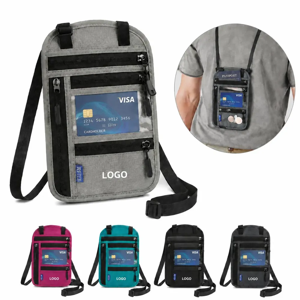 RFID Passport Neck Wallet - Secure Travel Document Holder