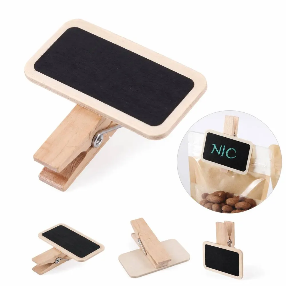 Reusable Wooden Chalkboard Clip for Notes and Reminders 2
