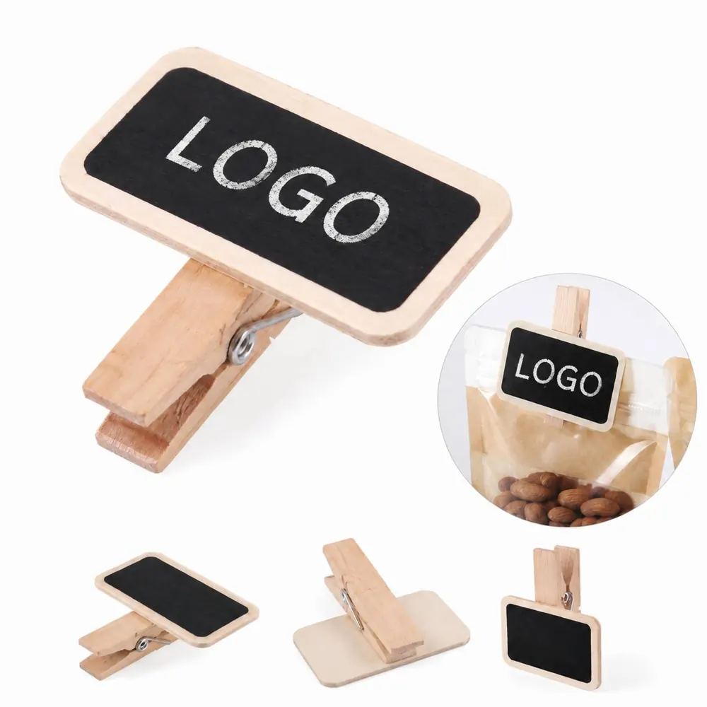 Reusable Wooden Chalkboard Clip for Notes and Reminders