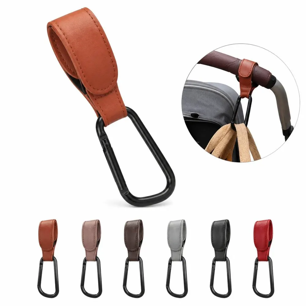 Leather Stroller Hook with Secure Clip for Hands-Free 2