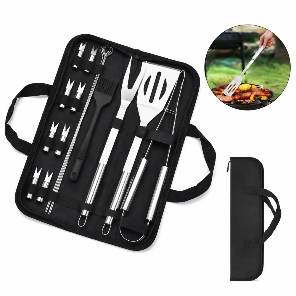 16-Piece Stainless Steel BBQ Tool Set with Ergonomic Handles 2