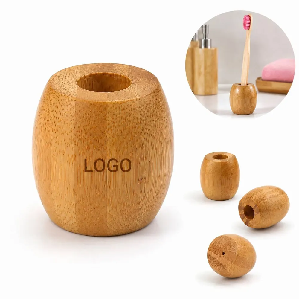 Natural Bamboo Toothbrush Holder with Multiple Compartments