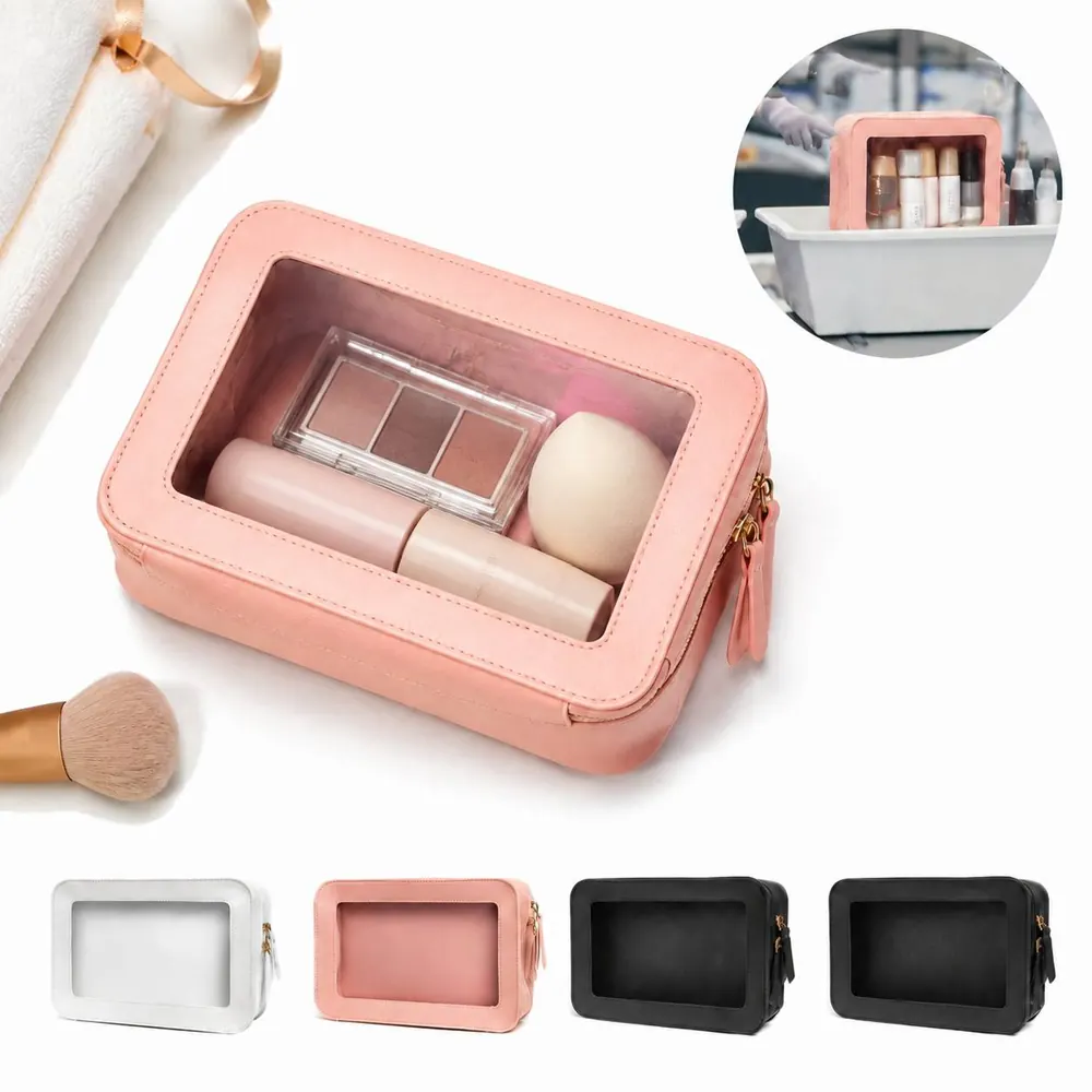 Clear Waterproof PU Toiletry Bag with Zipper Organizer 2