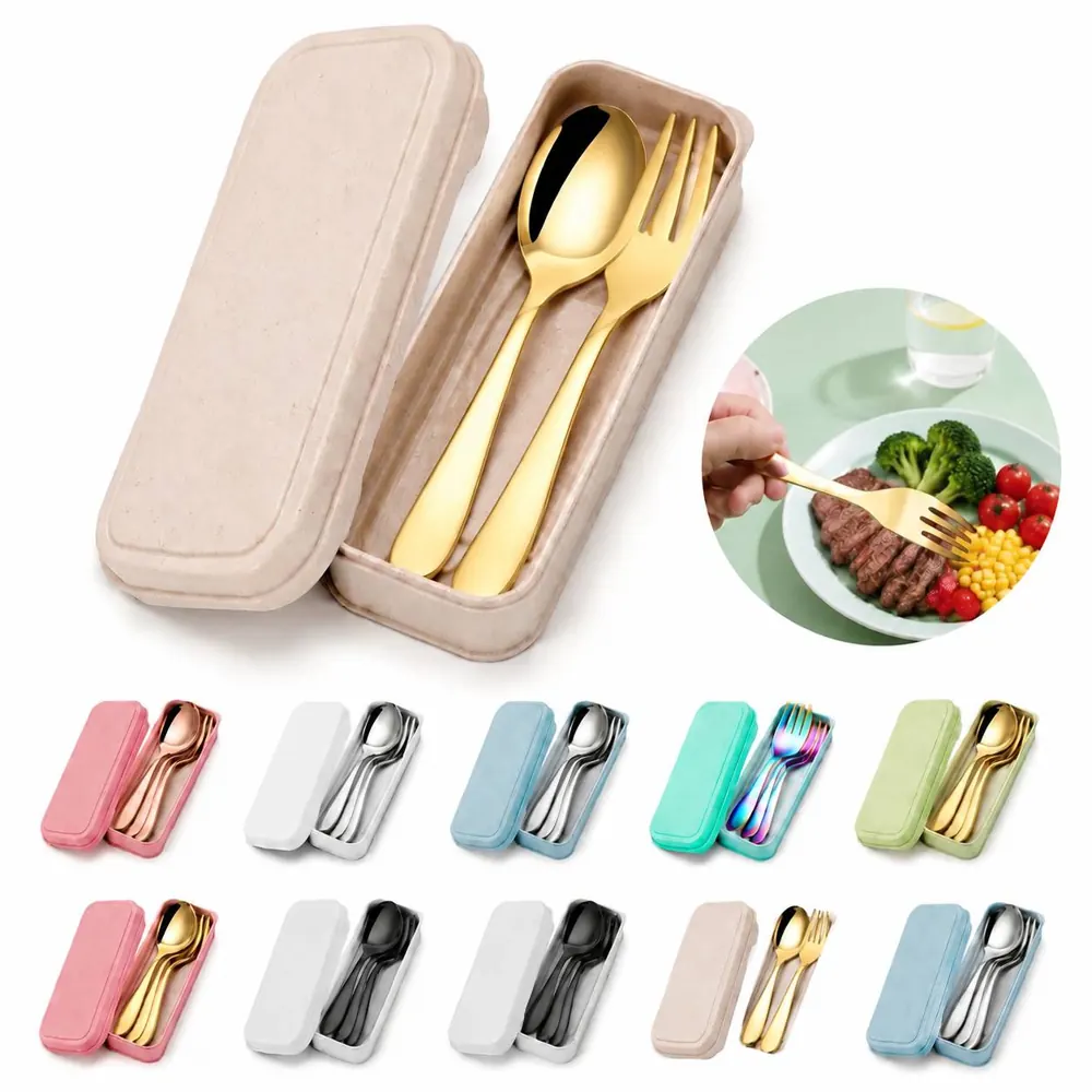 Stainless Steel Kids Tableware Set Portable Travel Utensils 2