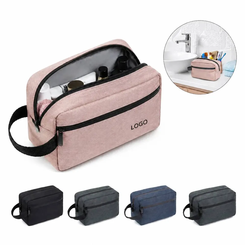 Canvas Hanging Dopp Kit with Hook, Water-Resistant Travel