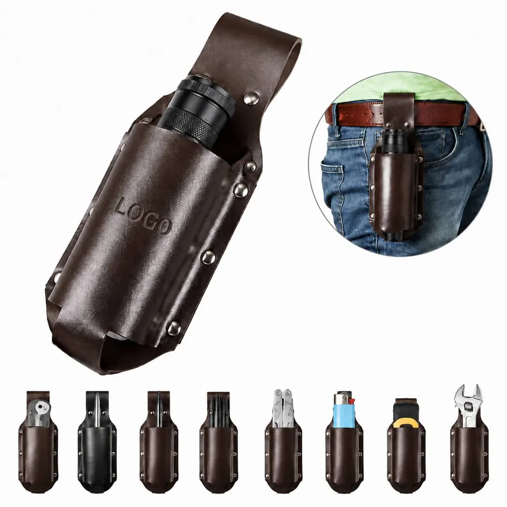 PU Leather Beer Holster with Adjustable Waist Belt