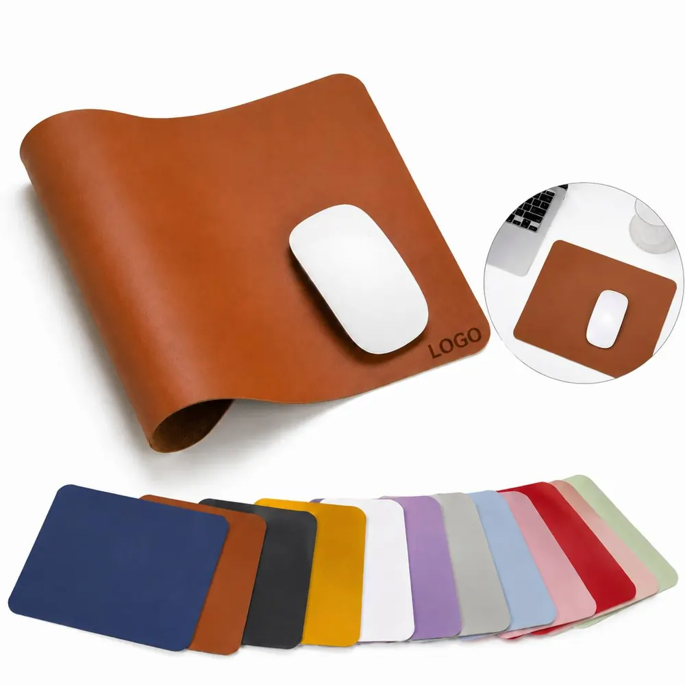 PU Leather Mouse Pad with Non-Slip Rubber Base
