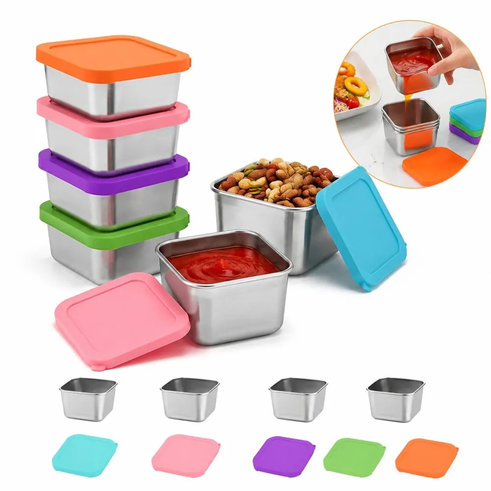 Stainless Steel Leak-Proof Sauce Cups with Lids 2