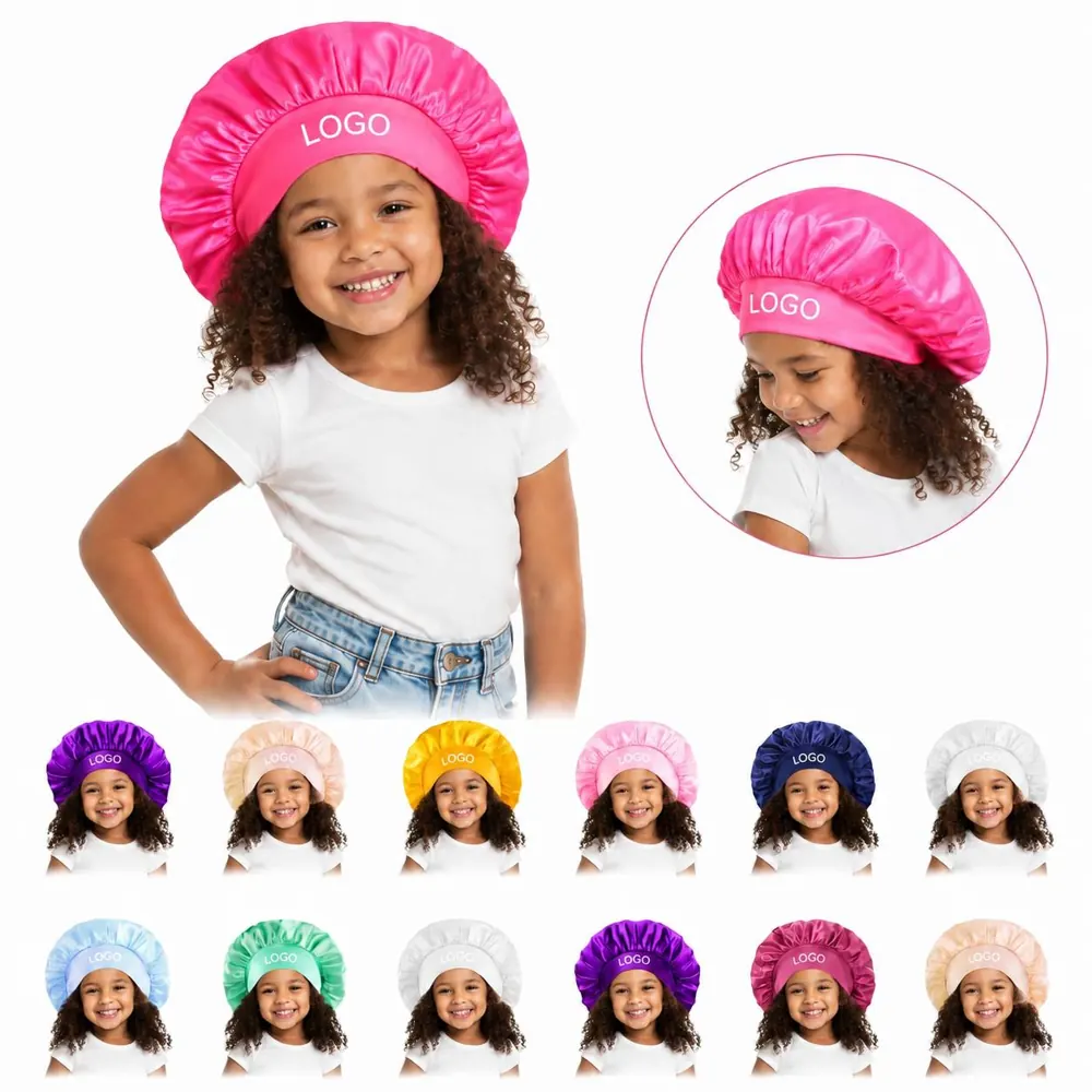 Kids Satin Sleep Bonnet for Hair Protection Adjustable