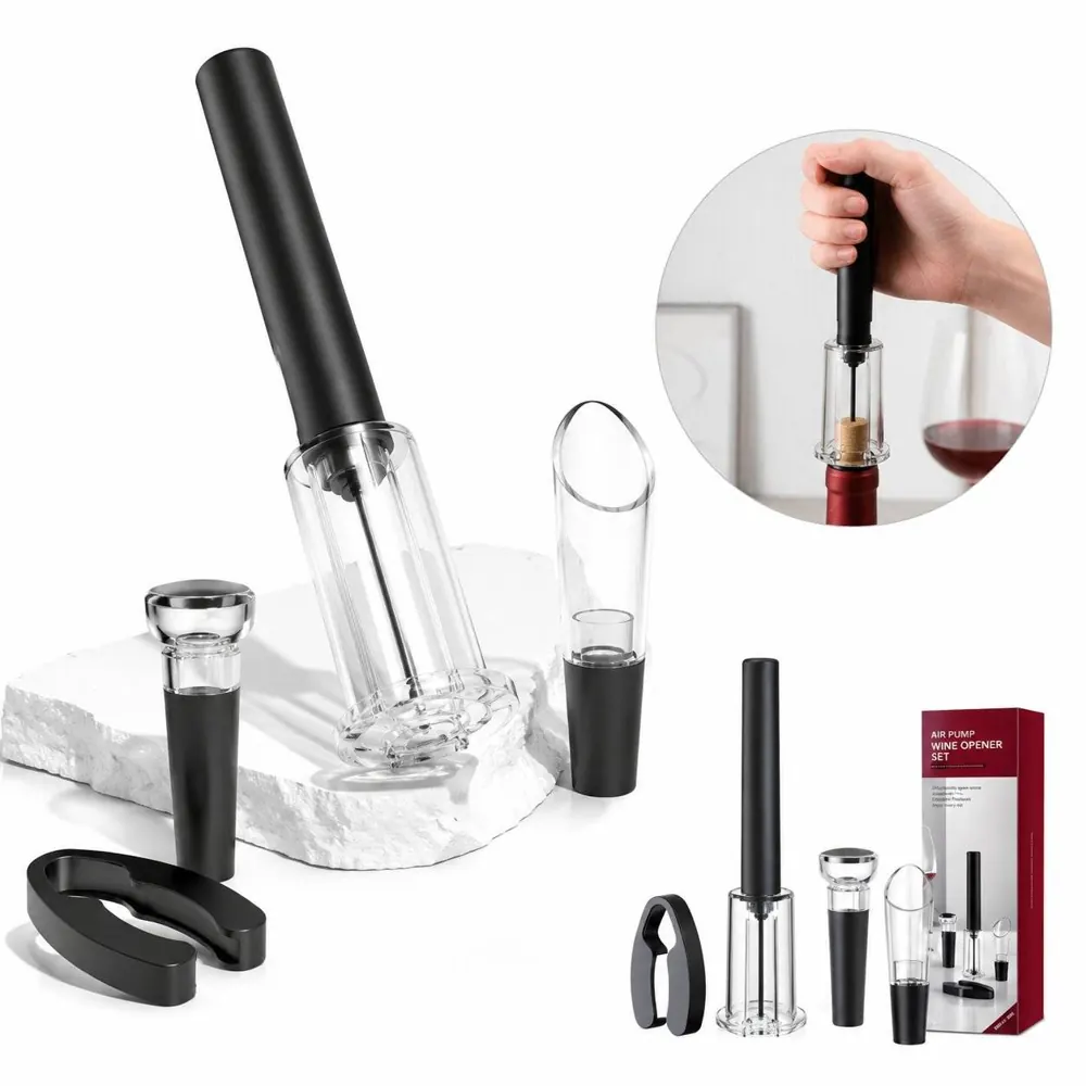 Air Pump Wine Opener Set with Foil Cutter, Effortless Cork 2