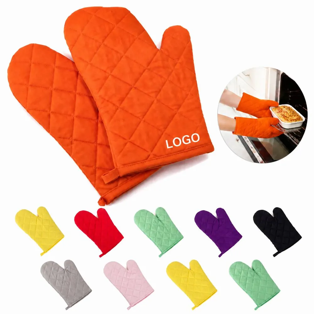 Heat Resistant Oven Mitts with Non-Slip Grip, Flexible Fit