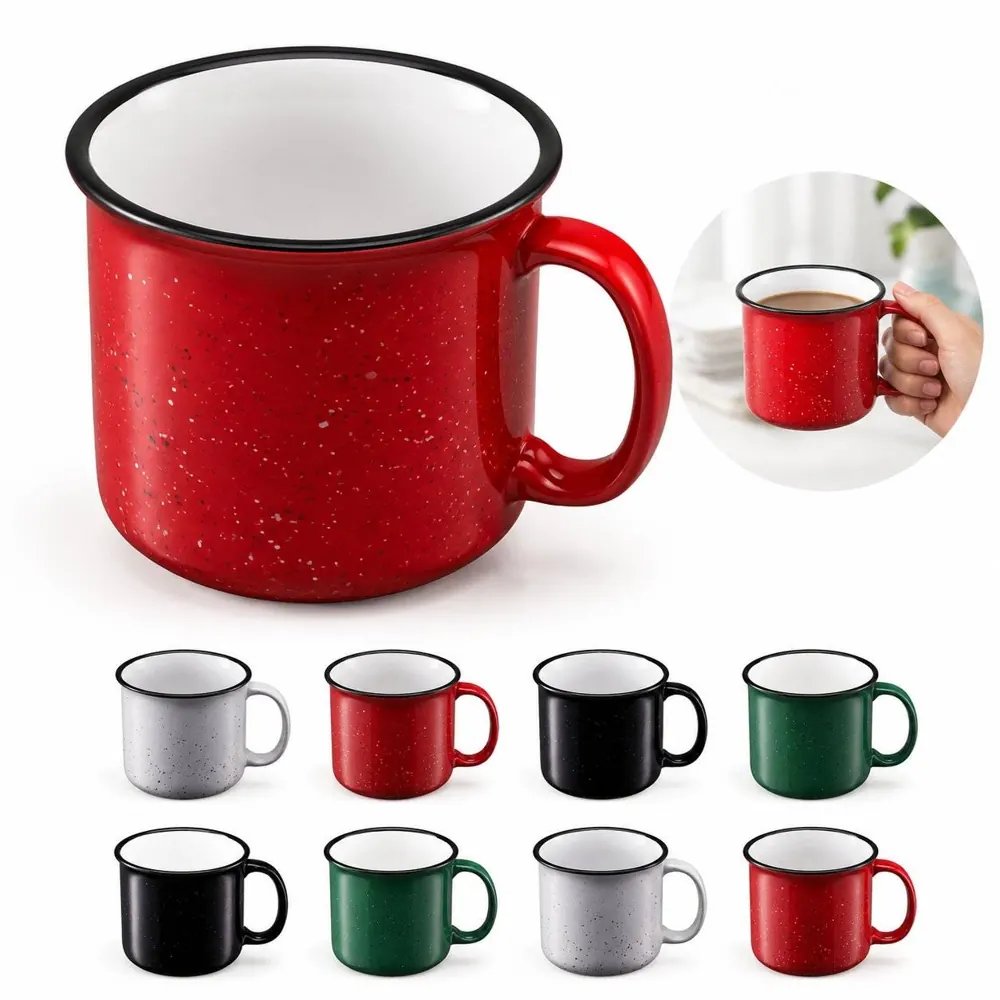 Speckled Ceramic Camping Mug 400ml, Heat-Retaining Outdoor 2